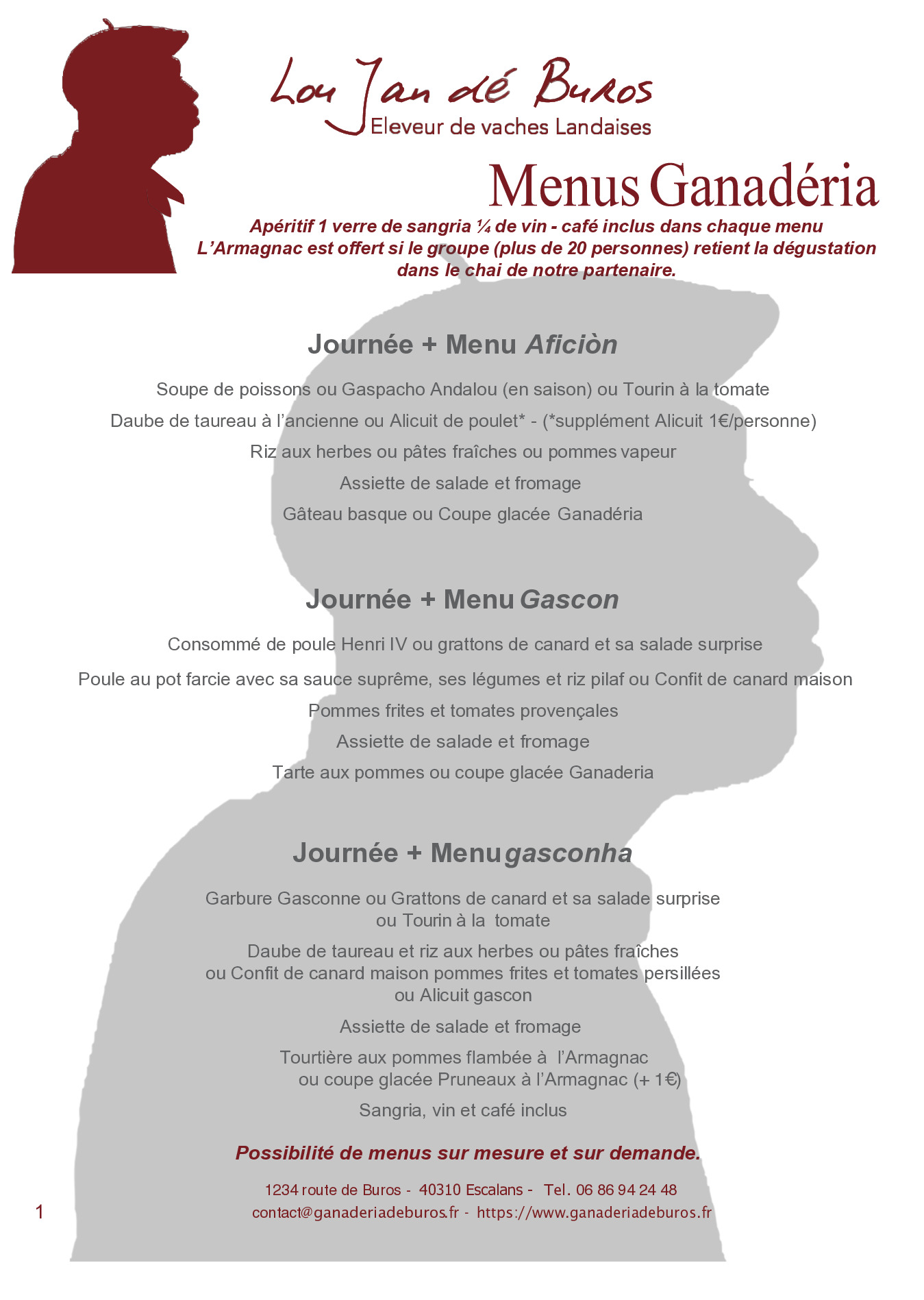 Menus groupes — page 1